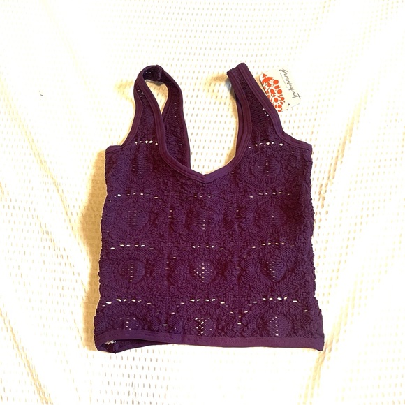 FP Movement by Free People Tops - NWT!! FP Movement Serenity Crochet Tank Top,  Purple w/ White Lining